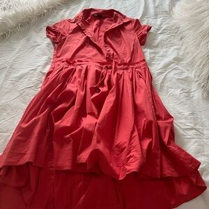 Red Tiered Dress with button front